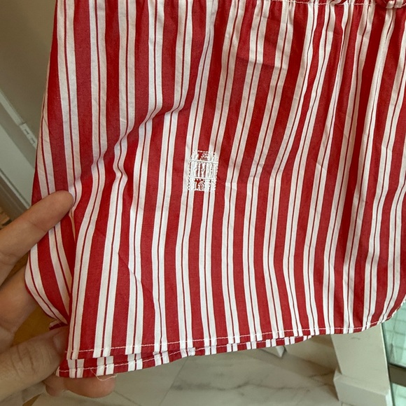 Women’s Red Stripe Midi Dress with Smocked Bodice - Picture 11 of 12